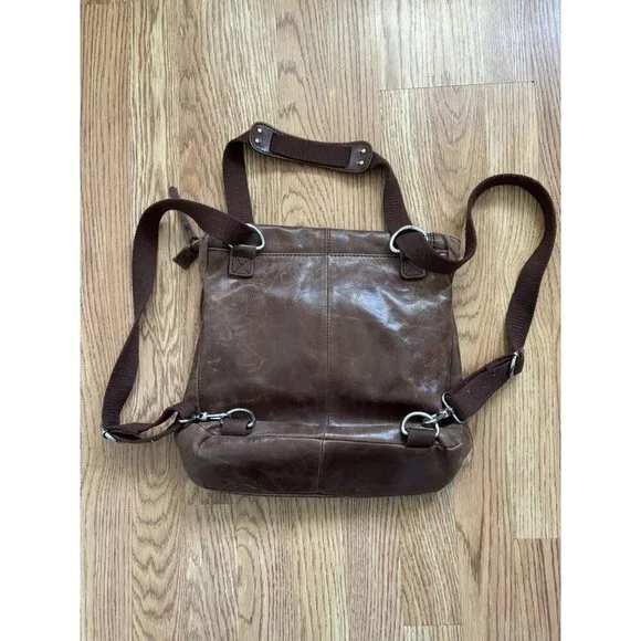 THE SAK Convertible VENTURA GENUINE LEATHER Backpack Crossbody Brown Distressed - Picture 4 of 13